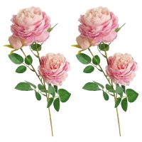3 Heads Artificial Flowers Peony Bouquet Silk Flowers Bridal Bouquet Fall Vivid Fake Rose Flowers for Wedding Home Party Decor