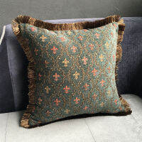 Vintage Soft Chenille Jacquard Dark Green Sofa Cushion Cover Decorative Pillow Case Decoration Home 45 x 45 cm