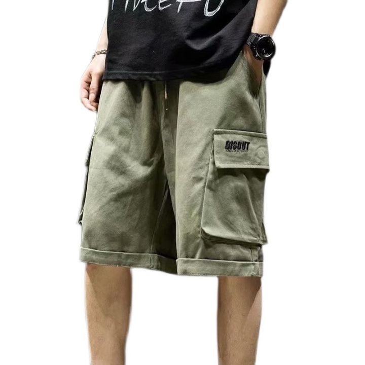 ฉบับภาษาเกาหลีอัศวินของกางเกงหลวมกางเกงห้าจุดของผู้ชายเทรนด์กางเกงลำลองกางเกงแบรนด์