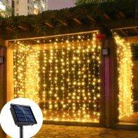 {Best-selling party decoration} พวงมาลัยม่านตกแต่งคริสต์มาสสำหรับบ้านกลางแจ้ง300 LEDs 8โหมด IP65กันน้ำไฟลวดทองแดงปีใหม่2023ตกแต่ง