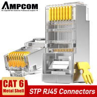 AMPCOM 100 Gói CAT6 Được Bảo Vệ RJ45 Modular Cắm Nối 8P8C Crimp End Ethernet Cáp Kết Nối Ethernet Mạ Vàng 50U thumbnail