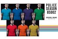 Police เสื้อยืด คอวี ไม่มีสกรีน รุ่น Season ทรงพอดีตัว Slim fit (BS003)