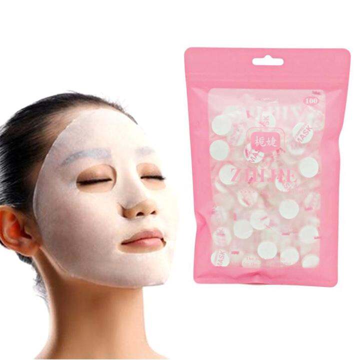 100PCS/Set Disposable Wrapped Masks Facial Cotton Compressed Mask
