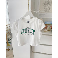 ST991 เสื้อครอปเอวลอย แขนกุด สกรีน BROOKLYN ป้าย SHEIN ?