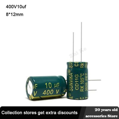 10pcs 400V 10UF 8 x 12 mm low ESR Aluminum Electrolyte Capacitor 10 uf 400 V Electric Capacitors High frequency 20