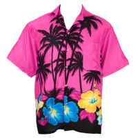 Size S L เสื้อเชิ้ตฮาวาย Hawaiian Shirt Aloha Coconut Big Flower Beach Holiday Pink HW268p เสื้อสงกรานต์ เสื้อลายดอก