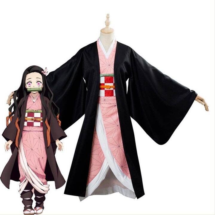 Girls Anime Demon Slayer Kamado Nezuko Cosplay Kids Halloween Kimono ...