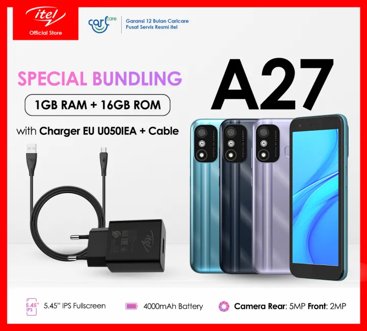 ITEL OFFICIAL Itel A27 1/16GB Android Smartphone Bundling with Charger ...