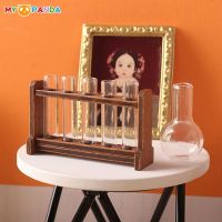 【CW】☫❣♙  1Set 1:6 Dollhouse Miniature Measuring Cup Test Tube with Rack Laboratory Accessories Ornament