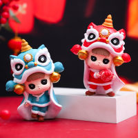 National Trendy Style Lion Dance Doll Ornaments Cartoon Hydrangea Lion Doll Hand-Made Wholesale Creative New Year Auspicious Gifts