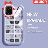 เคส JIUMOO สำหรับ VIVO Y15s Y01 Y15a เคสลายการ์ตูนลายหมีลายตารางสีสันสดใสน่ารักมอนสเตอร์ตัวน้อยเลนส์กล้องถ่ายรูปแบบนิ่มกันกระแทกแบบใสเคสมือถือความคิดสร้างสรรค์โปร่งใสง่ายปลอกป้องกันซิลิโคน