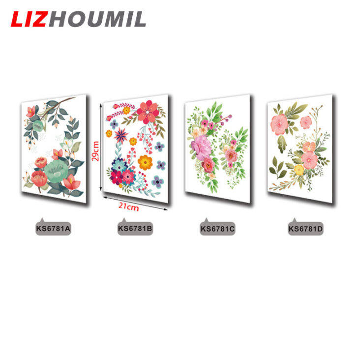 lizhoumil-ภาพวาดสติ๊กเกอร์ห้องน้ำดอกไม้กันน้ำมีกาวในตัวตกแต่งศิลปะบนผนัง3มิติสำหรับวาล์วอุปกรณ์ห้องน้ำในห้องน้ำ