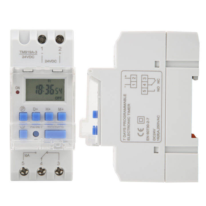 สวิตช์นาฬิกาดิจิตอล-lcd-7วันตั้งโปรแกรมได้-tm919a-3-24v-dc-16a