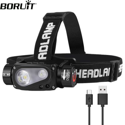 ۞♙❇ jiozpdn055186 BORUiT-USB Tipo C Farol LED farol recarregável 18650 com ímã tocha de acampamento impermeável lâmpada cabeça poderosa