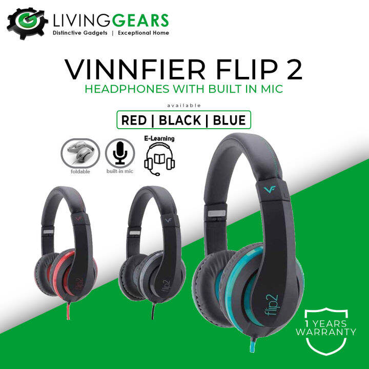 Vinnfier FLIP 2 Headphones With Built in Mic Headsets For Mobile