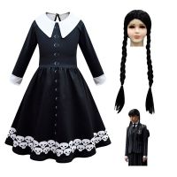 Kids Cosplay Costume Wednesday Addams Family 2023 Addams Girls  Academy Black School Uniform Purim Costume Black Fancy Dress  by Hs2023