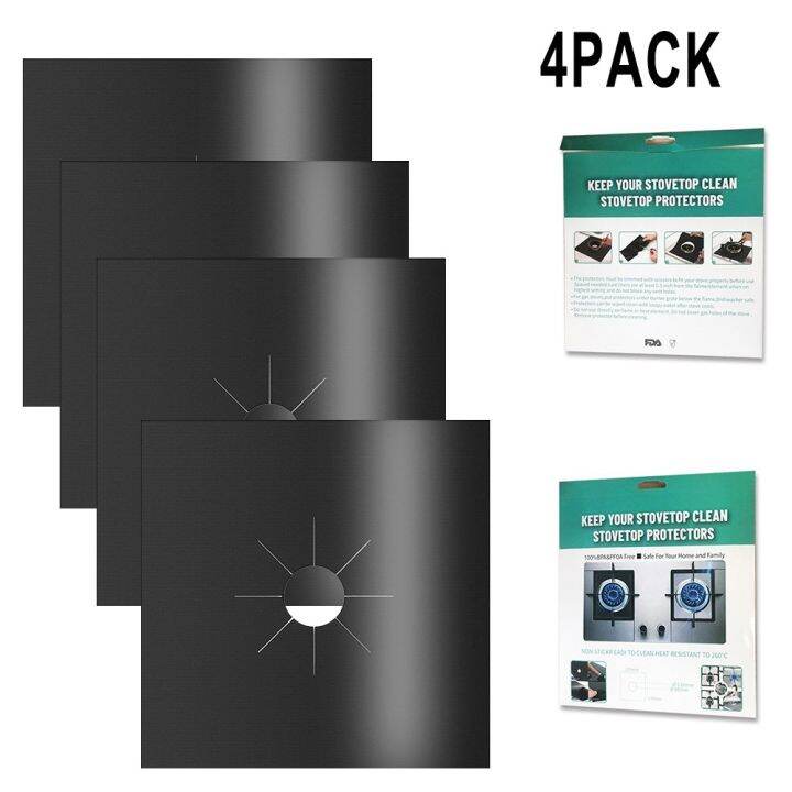 4 x Gas Protector Stove Hob Liner Gas Top Cover Non Cooker Range Stick