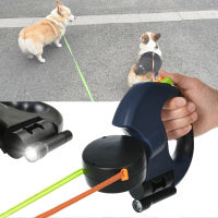 3M Dual Dog Leash Auto Retractable LED Light Traction Ropes For 2 Small Dogs Cats Walking Running Training Travel Supplies