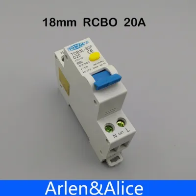 20a Rcbo 18มม. 1pn 6ka กระแสไฟตกค้างเบรกเกอร์ดิฟเฟอเรนเชียลอัตโนมัติพร้อมการป้องกันกระแสเกินและการรั่วไหล