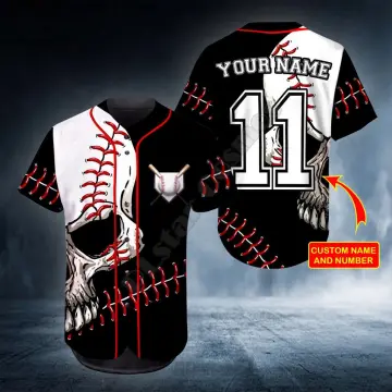 Blooding Blue Skull Custom Name All Over Print Baseball Jersey