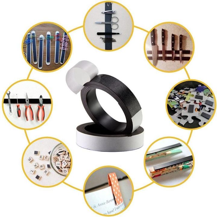 all-purpose-self-adhesive-magnetic-tape-flexible-magnetic-strip-glue-stickers-118inch-roll-for-diy-organization-double-side-tape-adhesives-tape