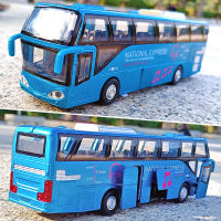 Alloy Passenger Bus Model Sound And Light Warrior Five Open Doors Bus Creative Furnishings Toy Model