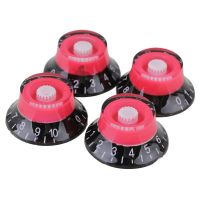 ；。‘【 Red And Black Electric Guitar Top Hat Knobs With White Numbers Set Of 4