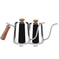 350600Ml Pour Over Coffee Pot สแตนเลสยาวแคบ Spout Gooseneck กาต้มน้ำไม้ Handle หม้อชา Coffeeware