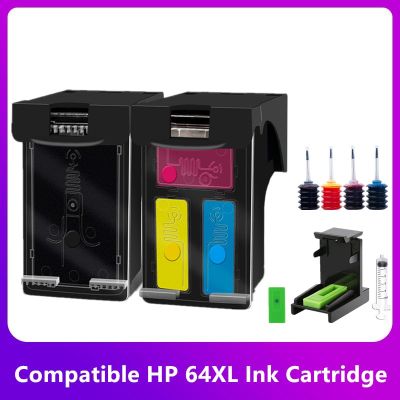 Compatible 64XL refillable cartridge for HP64 Envy 6200 7100 7800 7164 7855 7864 6252 6255 printers. Ink Cartridges