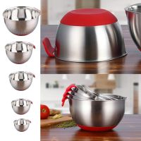 Stainless Steel Mixing Bowl Set with Non-Slip Silicone Bottom Handle Measurement Marks 5 Sizes Chooese