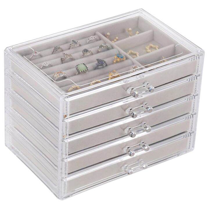 jewelry-organizer-with-5-drawers-clear-acrylic-jewelry-box-gift-stackable-velvet-earring-display-holder