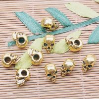 10pcs Dark Gold Color Skull Head Loose Bead H0009 Beads for Jewelry Making Beads