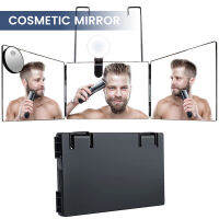 3 Way Trifold Self Cut Mirror 360 Hairdressing Mirror with Fill Light Mirror and Magnifying Glass Hands-Free Makeup Mirror