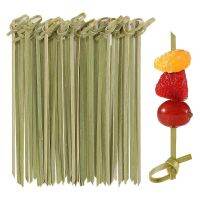 100Pcs 12/15cm Disposable Bamboo Tie Bamboo Knot Food Picks With Twisted Appetizer Sandwich Cocktail Drinks Skewer Toothpicks