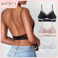 INTIMA ขนาดพิเศษเปลือยตาข่ายลายจุดเซ็กซี่บราสามเหลี่ยมบางเสื้อชั้นในสตรียกทรงเสื้อชั้นในไร้ตะเข็บมองไม่เห็นด้านหลังต่ำ S-3XL