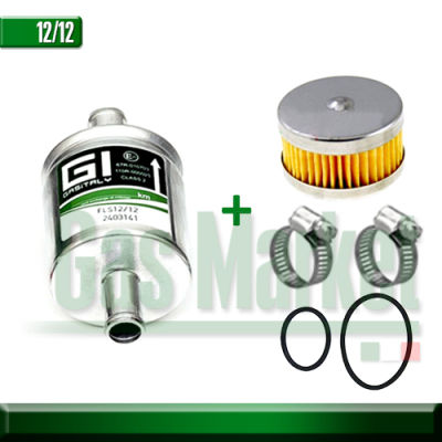 GI Gas Filter 12x12 + Filter Kit for Tomasetto Reducers + Clamps - กรองแก๊ส GI พร้อม กรองหม้อต้ม Tomasetto (มีโอลิง) และ เข็มขัด 2 ชิ้น