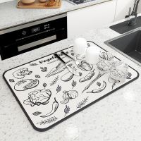 Table Mat For Drying Dishes Diatomite Kitchen Accessories Drainer Placemat Hot Pad Dish Mat Drying Absorbent Draining Mat