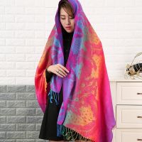 【Miki Xinyuan】แฟชั่น Jacquard ฤดูใบไม้ร่วงและฤดูหนาวผู้หญิงผ้าพันคอ Pashmina ผ้าคลุมไหล่ยาวพู่ Bufanda Mujer หญิงขโมยการเดินทางผ้าพันคอที่อบอุ่น