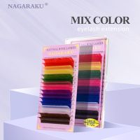 NAGARAKU ขนตาปลอม8สีผสม NAGARAKU มิงค์สังเคราะห์สีรุ้งนุ่มเป็นธรรมชาติขนตาสี Maquiagem แต่งหน้าคุณภาพสูง