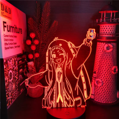 อะนิเมะ3d โคมไฟ Kakegurui XX Runa Yomozuki การ์ด LED Neon Night Light Illusion Lampara ห้องนอนเด็กตกแต่งตารางแสงมังงะของขวัญ