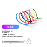 Uniteelec 100pcs/Lot 3x100mm Small Red Yellow Blue Green  Pink Orange Fluorescent Grey White Black Cable Ties Tie Cable Management