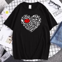 Tshirts White Fragments Heart Red Lips Print Tshirts Men T Shirt Fashion Harajuku 2023 Clothing Casual Streetwear MenS T-Shirt S-4XL-5XL-6XL