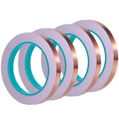 Copper Foil Tape with Double-Sided Conductive - EMI Shielding,Stained Glass,Soldering,Electrical Repairs,0.25 Inch,8Pcs
