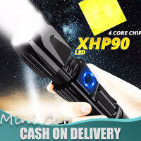 XHP90ไฟฉาย LED กล้องส่องทางไกลซูม,USB ชาร์จไฟฉาย26650ยุทธวิธีพร้อมกรวยโจมตีด้านล่าง