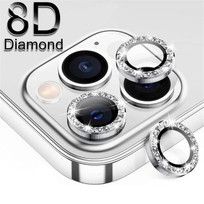 Luxury Shiny Crystal Diamond Camera Lens Protector For iPhone 12 13 14 Pro Max Mini 14 Plus 13 12 Bling Glitter Metal Len Films