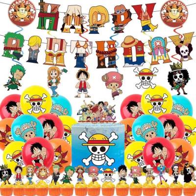 ใหม่ ธีม One Piece Monkey D Luffy สําหรับตกแต่งเค้กวันเกิดเด็ก