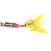 HENGJIA 1Pc 6.5cm6.0g Umpan Pancing Spoon Sequin Bahan Metal dengan Bulu untuk Outdoor Fishing Lure