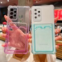 Casing Tas Tempat Slot Kartu A 53 52 13 untuk Samsung Galaxy A52 A53 A33 A73 A13 A23 A32 4G 5G A72 A12 A22 Sampul Silikon Tahan Benturan