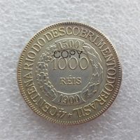 1900 Brazil 1000 Reis เหรียญเงินชุบขนาด30มม. LYB3816ธนาคารเงิน