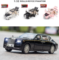 1:32 Rolls Royce Phantom โมเดลรถโลหะอัลลอย,โมเดลรถของเล่นมีเสียงและไฟดึงถอยหลัง